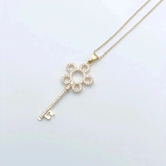 DAINTY Key Necklace | Cubic Zirconia Necklace | 21st Birthday Gift | - Picture 1 of 7